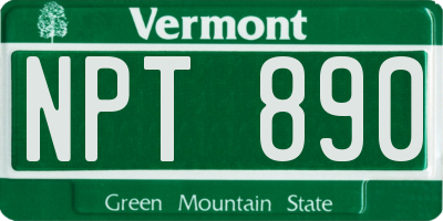 VT license plate NPT890