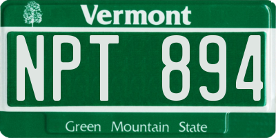 VT license plate NPT894
