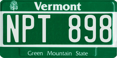 VT license plate NPT898