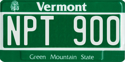 VT license plate NPT900