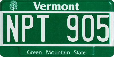 VT license plate NPT905