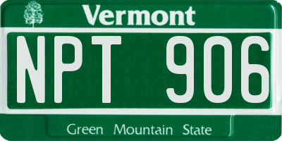VT license plate NPT906