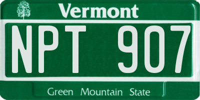 VT license plate NPT907