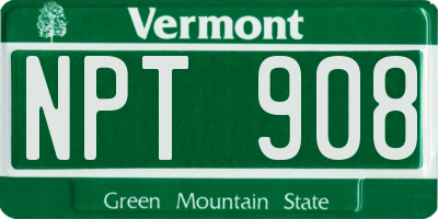 VT license plate NPT908