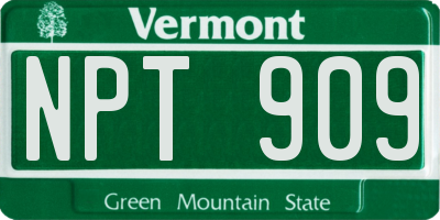VT license plate NPT909