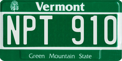 VT license plate NPT910