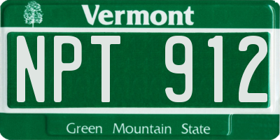 VT license plate NPT912