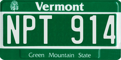 VT license plate NPT914