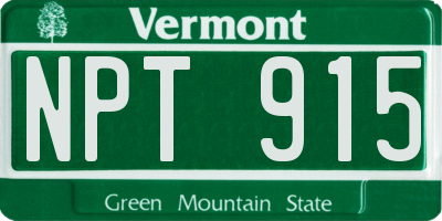VT license plate NPT915