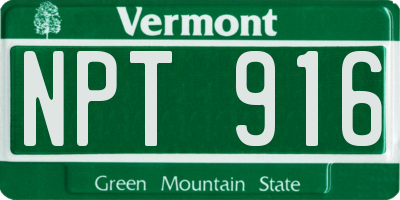 VT license plate NPT916