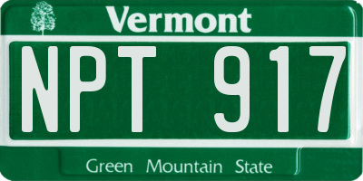 VT license plate NPT917