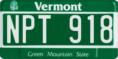 VT license plate NPT918