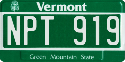 VT license plate NPT919