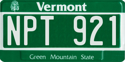 VT license plate NPT921
