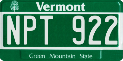VT license plate NPT922