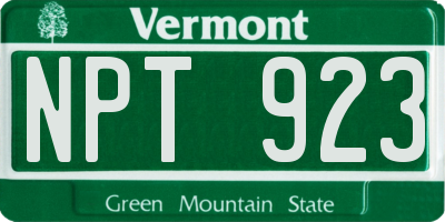 VT license plate NPT923