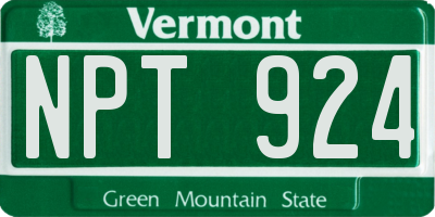 VT license plate NPT924