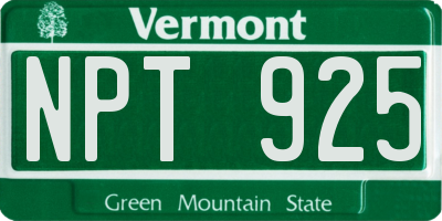 VT license plate NPT925