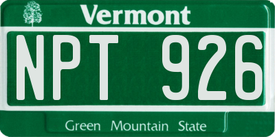 VT license plate NPT926