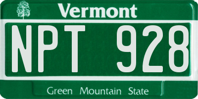 VT license plate NPT928