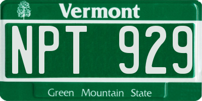 VT license plate NPT929