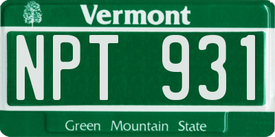 VT license plate NPT931