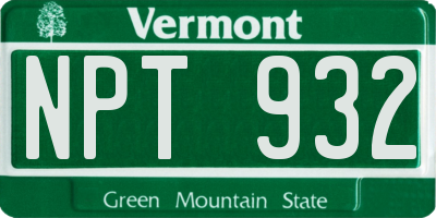 VT license plate NPT932