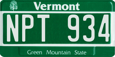 VT license plate NPT934