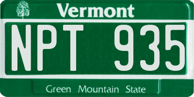 VT license plate NPT935
