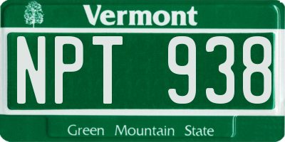 VT license plate NPT938
