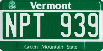 VT license plate NPT939