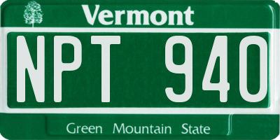 VT license plate NPT940