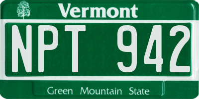 VT license plate NPT942