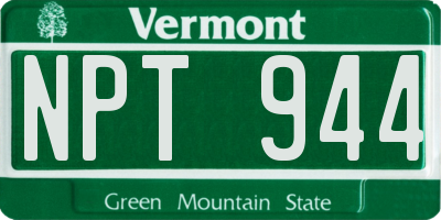 VT license plate NPT944