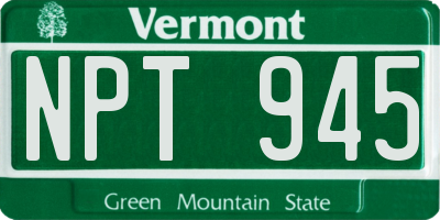 VT license plate NPT945