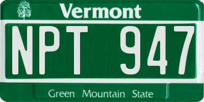 VT license plate NPT947
