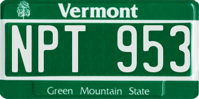 VT license plate NPT953