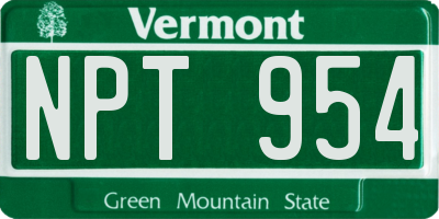 VT license plate NPT954