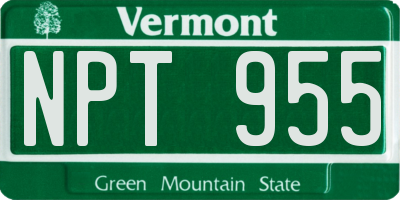 VT license plate NPT955