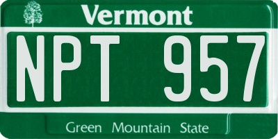 VT license plate NPT957