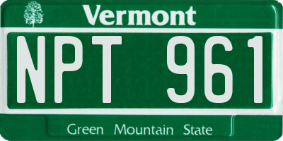 VT license plate NPT961