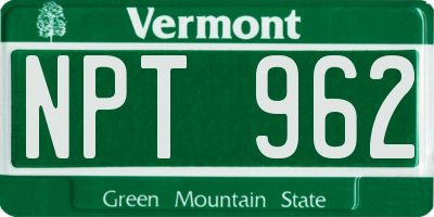 VT license plate NPT962