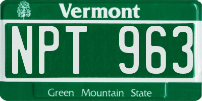 VT license plate NPT963
