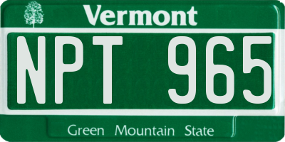 VT license plate NPT965