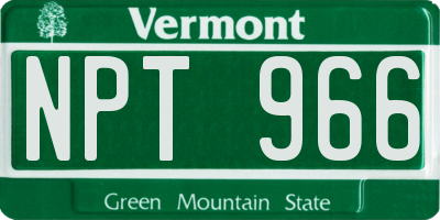 VT license plate NPT966