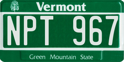 VT license plate NPT967