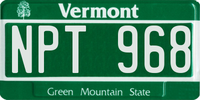 VT license plate NPT968