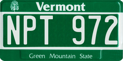 VT license plate NPT972