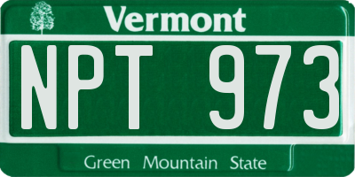 VT license plate NPT973
