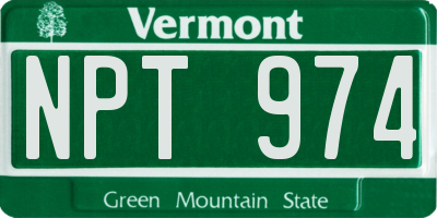 VT license plate NPT974